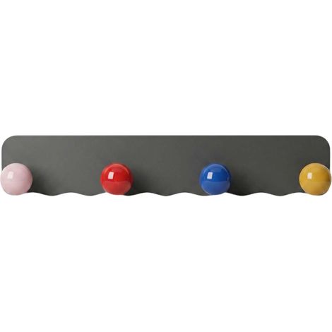 Porte-manteau Mural Magnétique sans Perçage pour Porte, Barre à 4 Crochets en Acier au Carbone, Patère Murale pour Entrée, Salle de Bain, Chambre d'enfant et Cuisine - 34x6cm, Gris Fusil (1/4)
