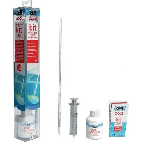 GEB – Kit de détection de fuite de piscine 80mL – Compatible avec chlore, sel et brome – 26 tests pour contrôle étanchéité