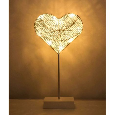 Veilleuse pour enfants, Lampe de Bureau LEDDécorative, Alimenté par Pile Lampe de Chevet LED en Forme de Cœur, Éclairage de Nuit Lumière Blanc Chaleureuse
