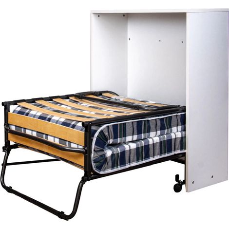 mobile letto singolo estraibile a scomparsa con rete e materasso somnus bianco 80x190 cm