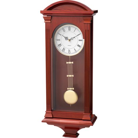 VEVOR Grandfather Clock, 26.7 in Classic Vintage Pendulum Clock, Pine Wood & MDF Wall Clocks with Quartz Movement and Quiet Design, for Living Room, Bedroom, Home Decor & Gift (Cherry Tone Finish) (1/5)