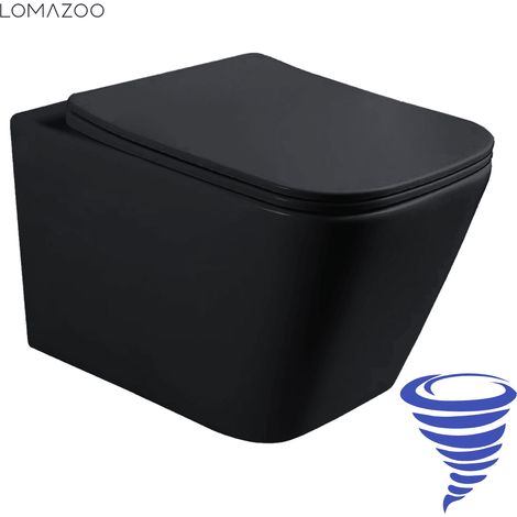 LOMAZOO WC suspendu sans bride noir carré - Rimless - chasse