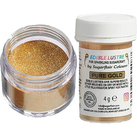 Sugarflair Edible Lustre, Colorant Alimentaire en Poudre, Glitter Gold, 4 g (1/5)
