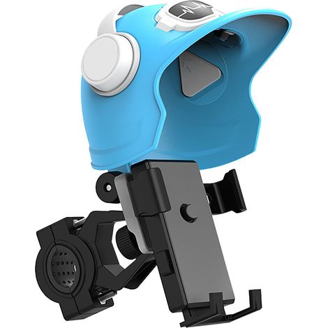 Supporto per cellulare da casco, impermeabile, resistente ai raggi solari, supporto per navigatore per moto, veicoli elettrici, modelli da manubrio per bicicletta, blu. (1/4)