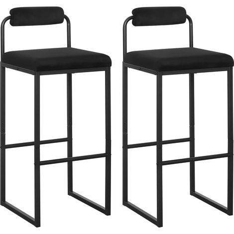 WOLTU 2 pc Velvet Bar Stools W/ Back Rest Kitchen Dining Furniture Bar Chairs Black (1/5)
