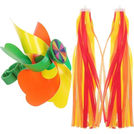 Pompons en plastique pour trottinette, ruban à pompons pour enfants, moulin à vent, accessoires de guidon de vélo (2 ensembles) (1/5)