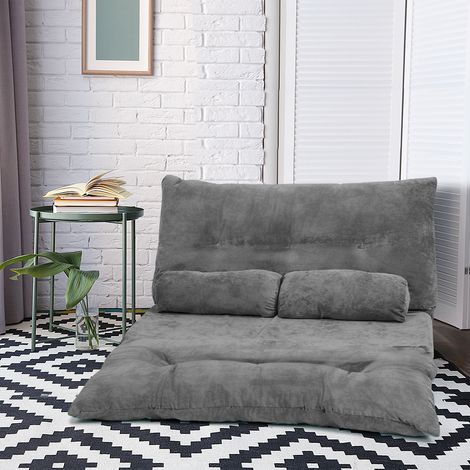 Canapé Convertible 2 Places Réglables à 6 Positions 90° - 180°avec 2 Oreillers en Velours Côtelé pour Salon Chambre Gris Maison Chic (1/4)