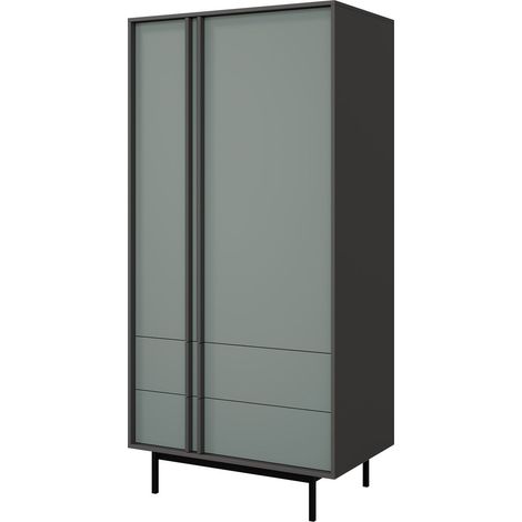Armario Levali 100, Verde polvoriento, 195x93x60cm, Puertas de armario: Con bisagras, Número de estantes: 0 (1/5)