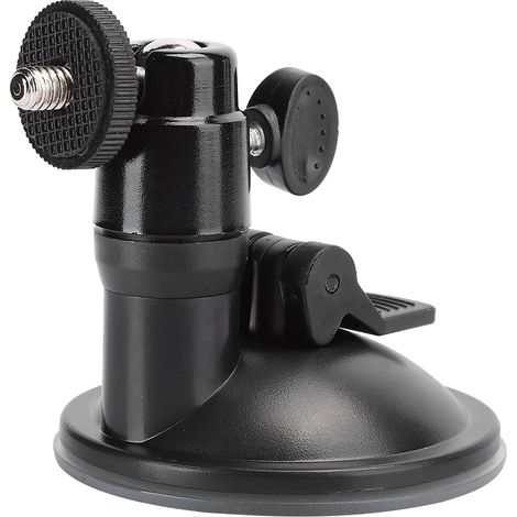 Support HD-004a Support téléphonique B, Noir Argenté, Aluminium, Ventouse pour véhicule, Fixation à forte adhérence (Noir) (1/5)