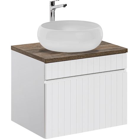 Mueble lavabo individual redondo 60cm Zelie Blanco y Madera