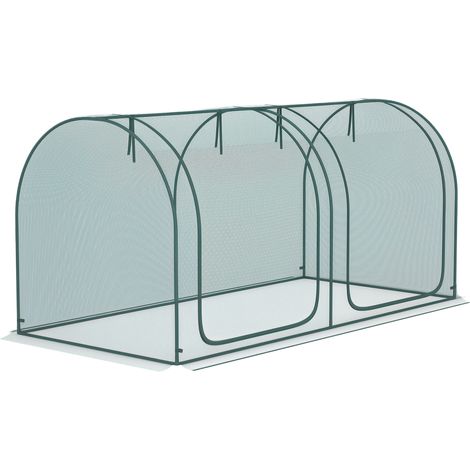 Filet de protection pour plantes, 2 volets roulants, cadre en acier, sac de rangement inclus, vert foncé, 2,49 x 1,2 x 1,2 mètres
