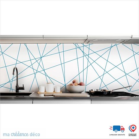 Crédence : Diagonales - Couleur Bleu clair - Alu composite - 120 - 60 (1/3)