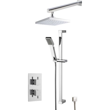 Concealed Square Twin Valve Shower Set - Chrome - Balterley