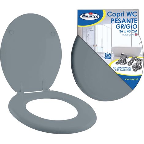 MAURY'S COPRI WC EXTRA GRIGIO SCURO 36 X 43 CM CON KIT MONTAGGIO (1/2)
