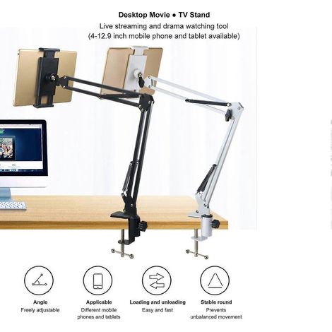 Flexibler Handyhalter für Schreibtisch, flexibler Handyständer mit verstellbarer Klemme, Tisch- und Nachttischhalterung