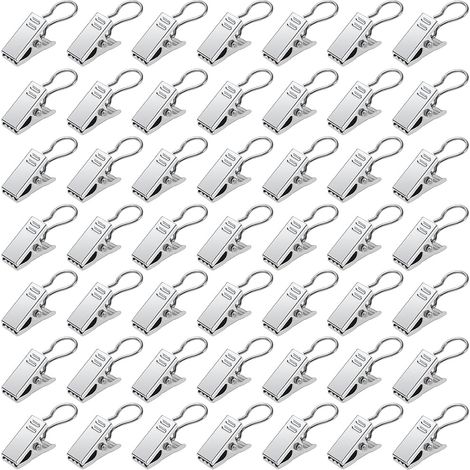 50 Pièces Pinces à Rideaux en Métal, Clips de Rideaux Acier Inoxydable, Pince Rideaux Decoration Crochets de Suspension, pour Chambre à Coucher, Salle de Bains, Décoration de la Maison, Argent (1/5)