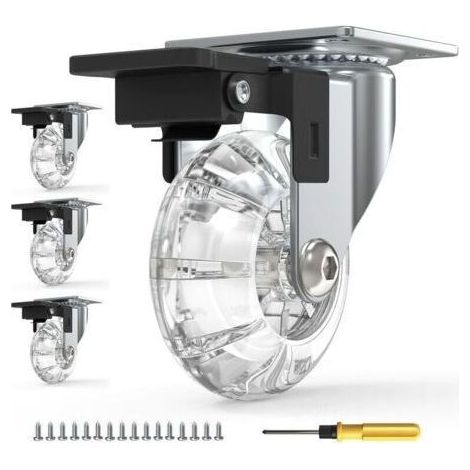 Lot de 4 Roulettes Pour Meubles avec Freins,Roulettes Pivotante Rotation 360,Jusqu\' 600KG,sans Traces au Sol,Vis Incluses (1/5)