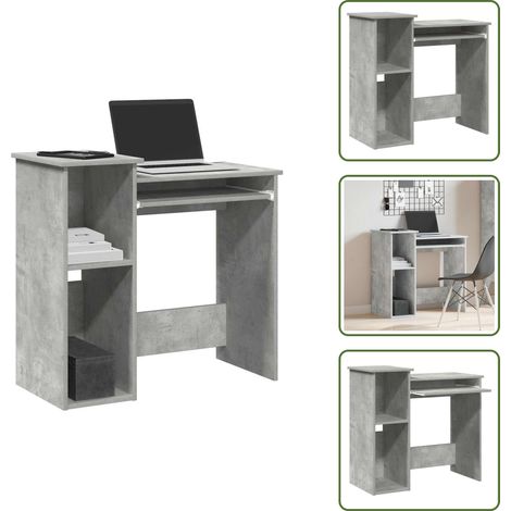 Scrivania grigia cemento - vidaXL Scrivania Mensole Grigio Cemento 84x40x78 cm Legno Multistrato - Scrivania per computer