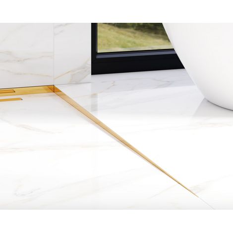 Profilo laterale destro inclinato per doccia a pavimento oro lucido -1800 x 11 mm