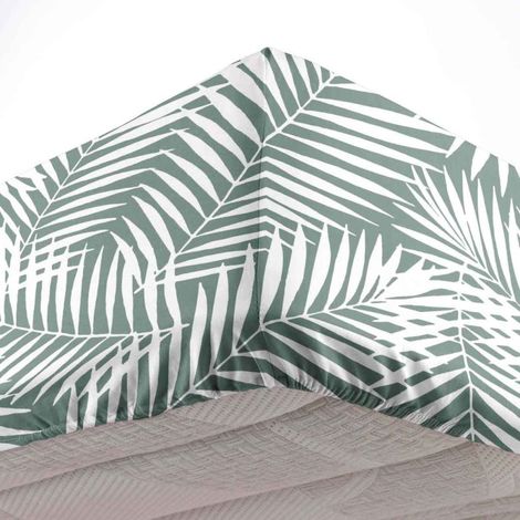 Drap Housse en Coton "Botania" 140x190cm Sauge (1/4)