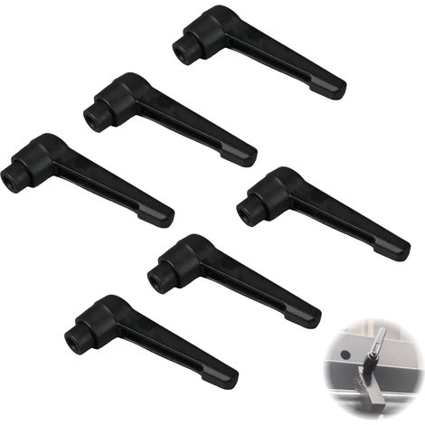 Lot de 6 - Levier de serrage - Poignée métallique - Filetage intérieur M6 - Réglable pour machines-outils et soudure - Acier allié - Argent - M6