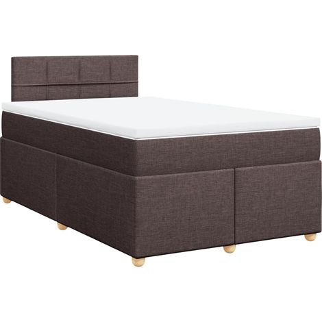 Maison Exclusive - Cama box spring con colchón tela marrón oscuro (1/5)