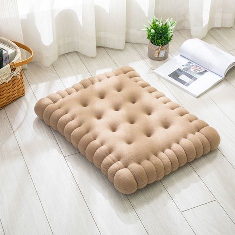 MIMOSON-light coffee Pretty Rectangle Cushion Mock Cookie Cushion for Seat, Floor, Bar, Playroom (1/5)
