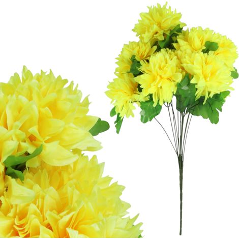 Bouquet de 12 chrysanthèmes jaunes 62 cm (1/5)