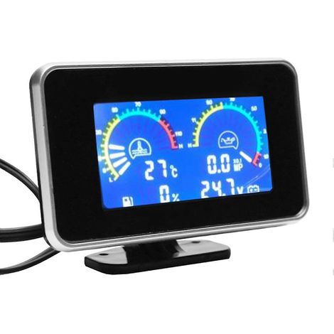 Digitales LCD-Auto-Öldruckmessgerät mit Digitalanzeige, Sensor, Instrumententafel, Voltmeter und Wassertemperaturmesser (4-in-1) (1/5)