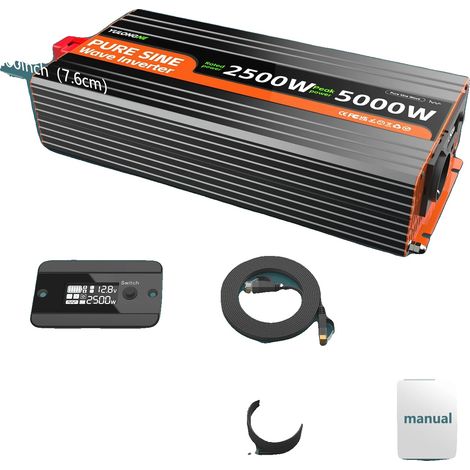 Spannungswandler, 12V DC auf 230V AC, Spitzenleistung bis zu 3000W, 12V-230V-2500W (1/2)