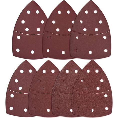 Disques abrasifs triangulaires, 80 pièces de papier de verre, 11 trous de papier de verre avec 40/60/80/120/180/240/400, granulométrie 125 mm pour poncer, dérouiller et polir avec des ponceuses