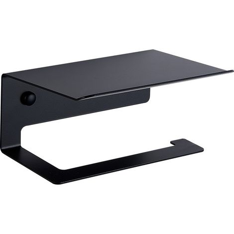 Étagère murale autocollante spécialement conçue pour la salle de bain - Petite étagère autocollante en acier inoxydable noir - Installation sans perçage ni trou nécessaire