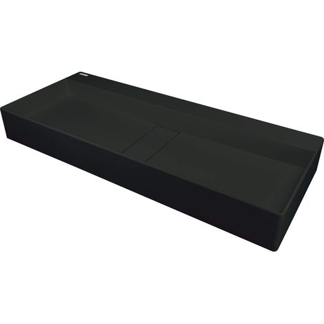 Lavabo in granito d'appoggio con copripiletta finitura nera 80x40 cm - Vetox