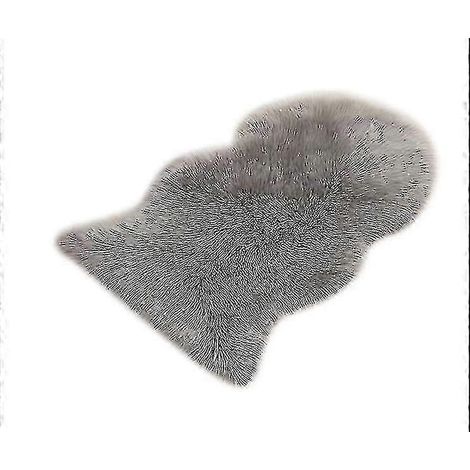 Tapis moelleux en fausse fourrure de mouton (GRIS CLAIR) pour salon, chambre, sol, tapis doux et moelleux, décoration intérieure (1/3)