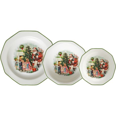 Servizio di Piatti da Tavola in Ceramica Christmas Chee 18 Pezzi (1/4)