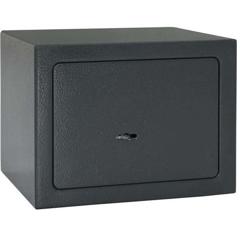 Coffre-fort verrouillable, gris foncé, 23 x 17 x 17 cm, acier. (1/5)