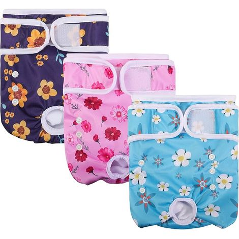 Washable Female Dog Diaper Panties Absorbent for Heated and Incontinent Female Dogs Flower (1/5)