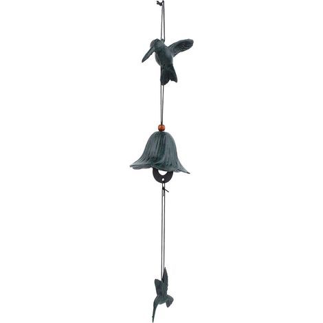Oiseau métallique suspendu carillon à vent décoration jardin extérieur maison terrasse (Vert) (1/5)