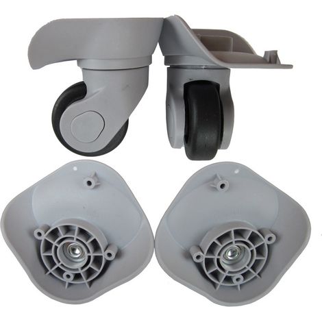 Ruedas giratorias silenciosas para maletas, 1 par de ruedas de repuesto para maletas, giro manual A08, goma silenciosa, repuestos para carritos (gris grande) (1/4)