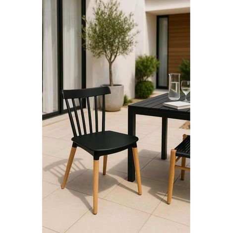 ORION91oficial® - Silla ALCIONE Negro🖤Asiento Polipropileno y Patas Haya (83x48x52,5 cm) Estilo Escandinavo, Comedor, Hostelería, Oficina, Salón, Teletrabajo, Cocina - spaziOrion91 (1/5)