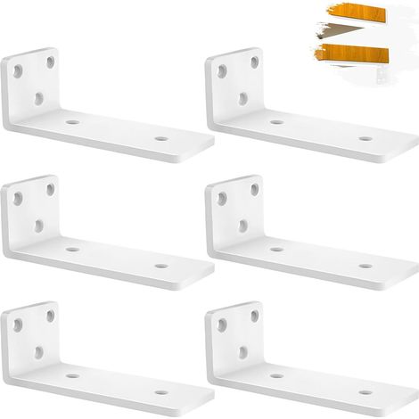 6 Pièces Supports D'étagère Flottants, Equerre Charge Lourde Avec Vis Et Ancrages Assortis, Equerre Etagere Murale Métal Pour Étagère, Capacité de Charge Maximale de 70kg (15cm, Blanc) (1/5)
