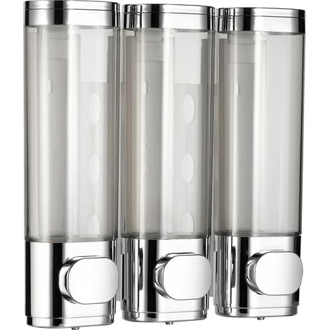 Distributeurs de savon de douche muraux, distributeurs de gel douche muraux 3x300ml (argent) (1/5)