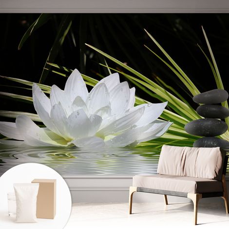 Papier peint intissé avec imprimé installation simple qualité excellente sans désordre - Colle incluse gratuite Lys et méditation 312x219 cm (1/5)