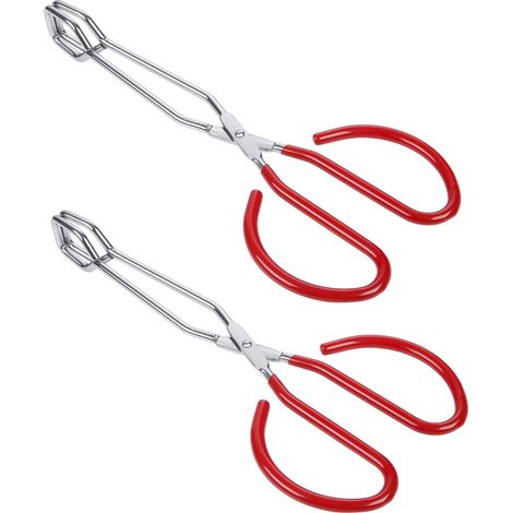 Pince-ciseaux en acier inoxydable, Lot de 2 Rouge 25,4 cm Pince Barbecue Longue, Pinces de Ciseaux de Barbecue, Pince Retourne Saucisse, Résistantes à la Chaleur, Pince de Cuisine (1/5)