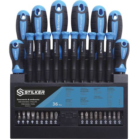 STILKER - Tournevis et embouts - présentoir de 36 pcs - 69012 - Ce produit de marque STILKER est neuf.