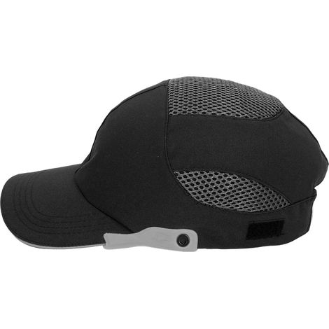 Casquette de baseball à visière respirante et ajustable, idéale pour le sport et le travail, noire avec bordure grise. (1/5)