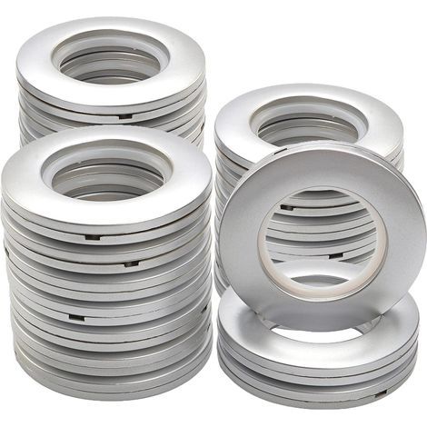 (Argenté)32Pcs Anneaux à œillets Rideau Anneaux, Oeillets Rideaux à Clipser Plastique Diamètre Intérieur 40mm Anneaux de Bricolage (1/5)