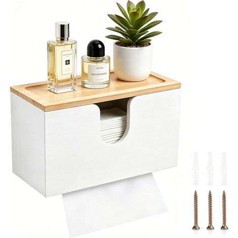 Distributeur Essuie Main Mural en Bambou,27.5x16x13cm,Distributeur de Papier Multifonction,Couvercle Magnétique, Compatible Pliées V/C/Z, Cuisine (1/5)