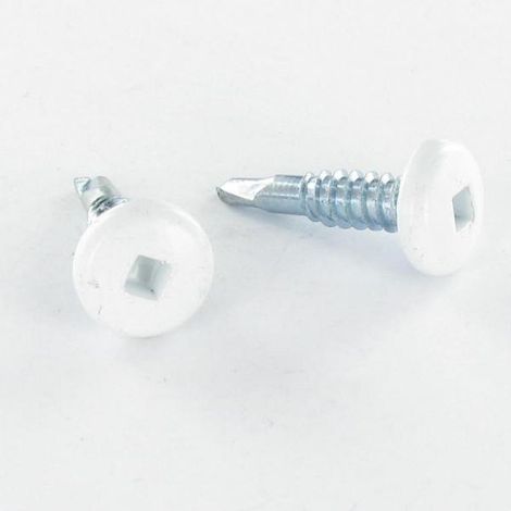 Vis autoperceuse Tête cylindrique TC EMPR Carré 4.2X19 Acier zingué RAL9010 blanc pur-100 pièces