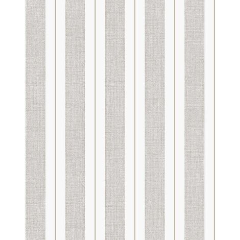 Papier peint rayures tissé gris lin filet or (1/2)